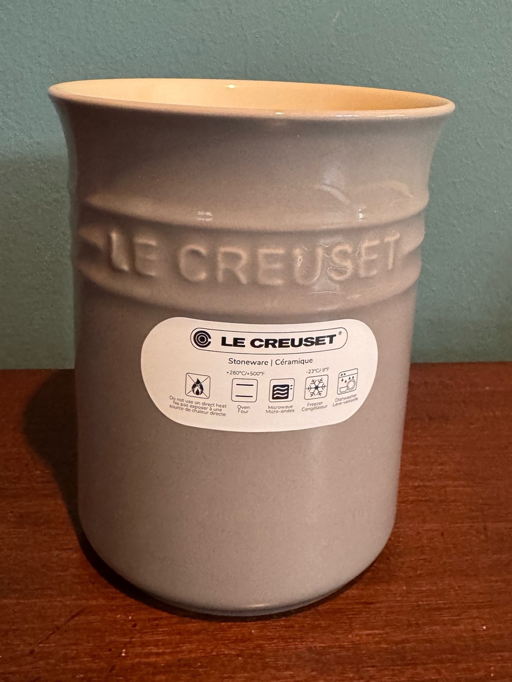NWT Le Creuset Stoneware Utensil Holder - Gris Gray